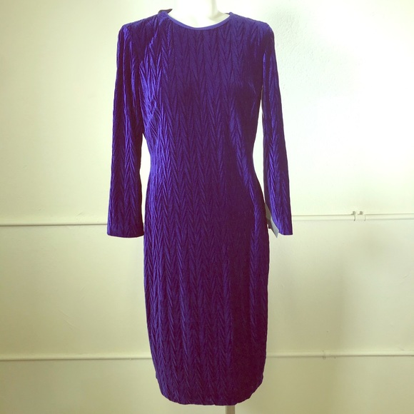 Maggy London Plissé Velvet Sheath Dress - Picture 1 of 7